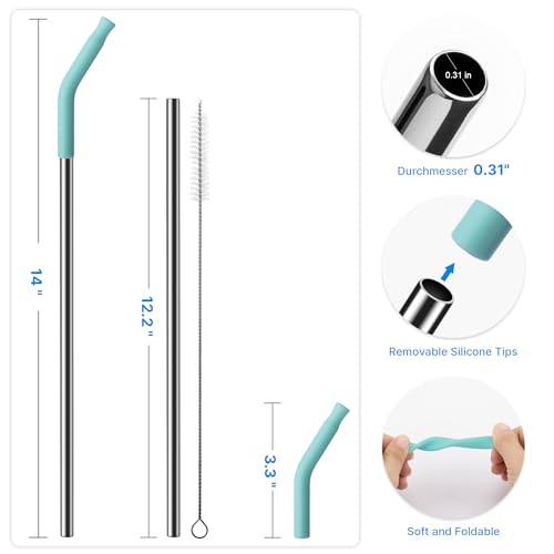 2 Pcs Stainless Steel Straws for 40 oz Stanley Tumbler
