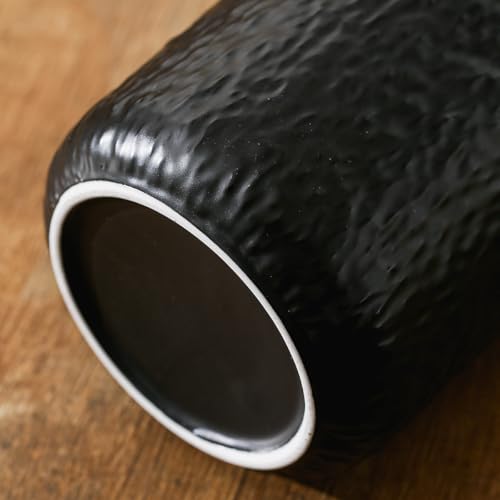 Black White Ceramic Coffee Canister Tea Canister with Seal Wood Lid (3 Count)