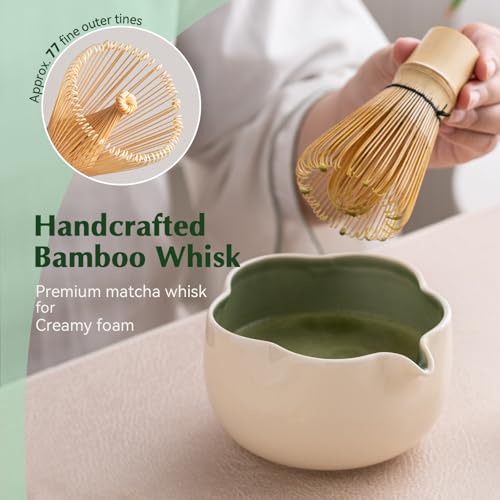 Matcha Set 8Pcs Floral Ceramic Matcha Kit with Matcha Whisk