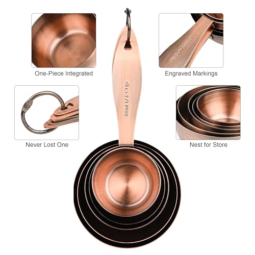 Copper Plated Measuring Cups and Spoons Set