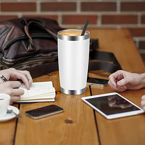 20oz Tumbler with Lid and Straw Stainless Steel Tumbler Cup Bulk Vacuum Insulated Double Wall Travel Coffee Mug Powder Coated Coffee Cup (6 Count)