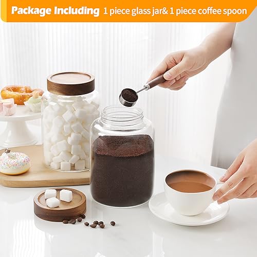 Large Glass Coffee Jars with Spoons 60 oz