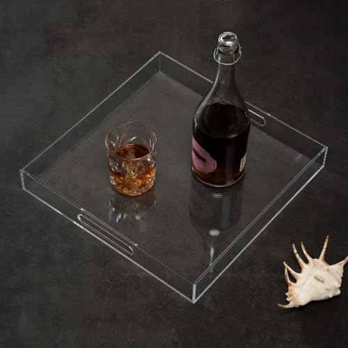 Clear Sturdy Acrylic Serving Tray with Handles