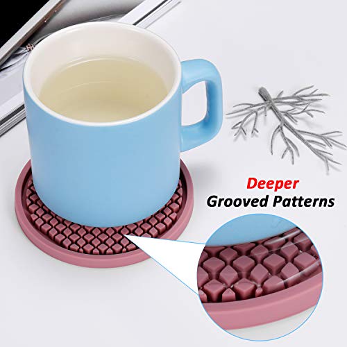 Silicone Coasters [6 Pack] Thickened Drink Coasters with Holder (6 Count)