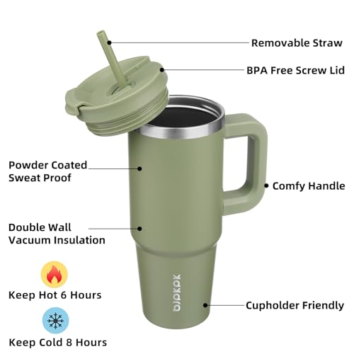 30 oz Insulated Tumbler with Handle & Straw