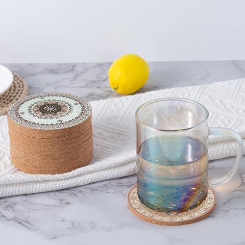 Cork Coasters for Drinks Absorbent Non Slip 12pcs 4 Inch Persian (12 Count)