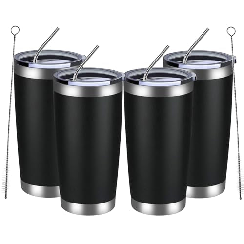 20oz Tumbler 4 Pack Double Wall Vacuum Insulated Travel Mug Bulk (4 Count)