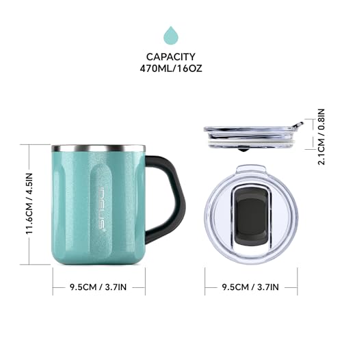16 oz Insulated Coffee Mug with Lid and Handle