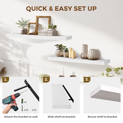 Solid Wood Floating Shelves (2 Count)