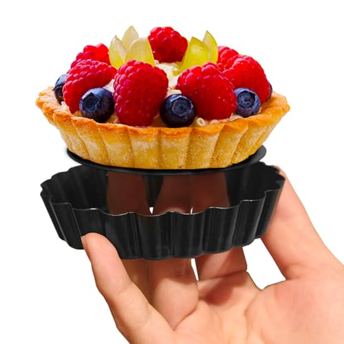 6 Pack Mini Tart Pans 4 Inch with Removable Bottom Round Non (6 Count)