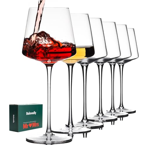 Thin Long Skinny Stem Red Wine Glasses Set of 6 (6 Count)