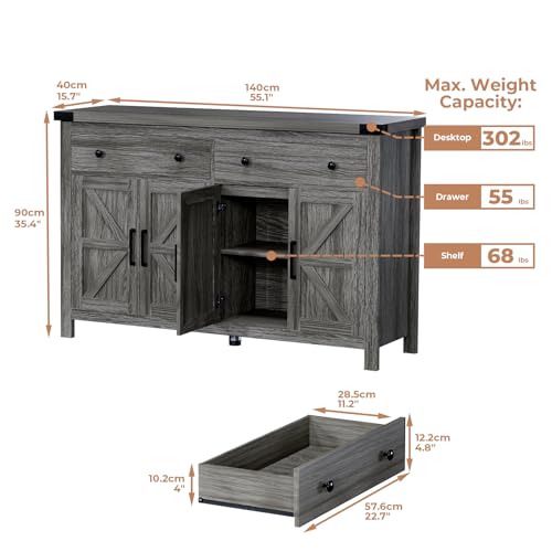 55" Sideboard Buffet Cabinet with Storage