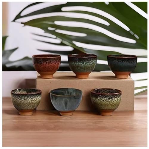 6PCS Handmade Ceramic Tea & Sake Cups (6 Count)