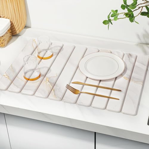 Large Stone Dish Drying Mat for Kitchen Counter (2 Count)