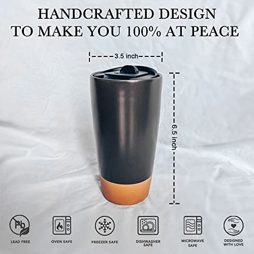 Double Wall Ceramic Coffee Travel Mug with Lid