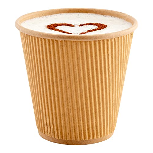 Ripple Wall Coffee Cups 500 Count 8 Ounce Insulated Kraft Paper Cups