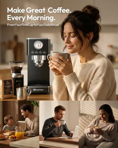 Slim Espresso Machine with Milk Frother