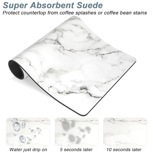 Coffee Mat 12" x 19" Cute Marble Style Coffee Bar Mats for Espresso Machine Station Accessories and Organizer