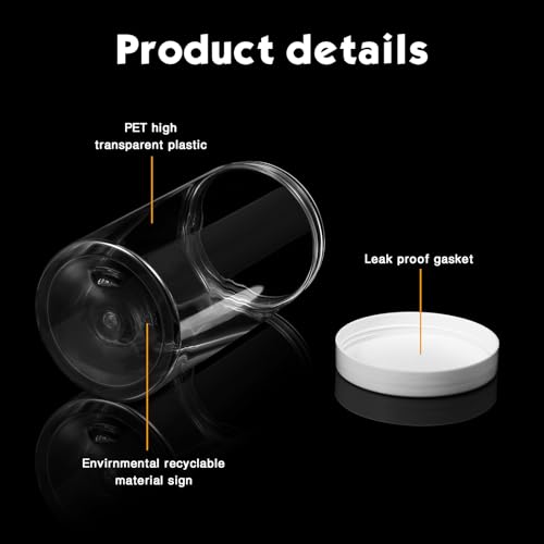 4 Pcs Plastic Jars Wide Mouth with Lids