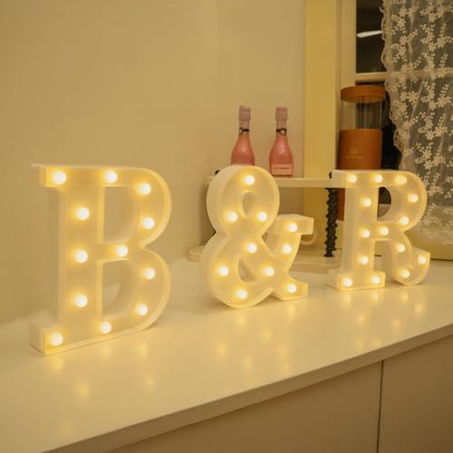 Rechargeable LED Letter Lights Sign Marquee Light Up Letters Sign for Night Light Wedding (27 Count)