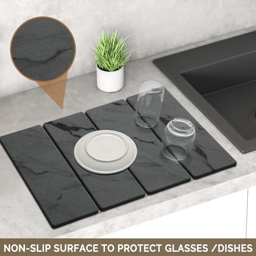 Large Stone Dish Drying Mat for Kitchen Counter (2 Count)