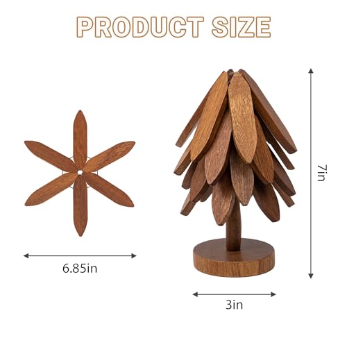 Wooden Tree Shaped Trivets Set for Coffee Table (4 Count)