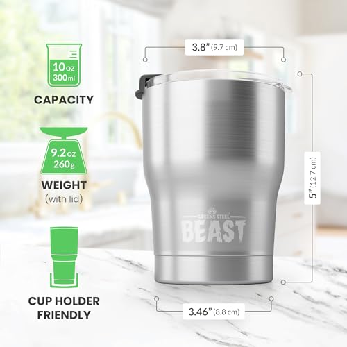 Beast 10 oz Tumbler Stainless Steel Vacuum Insulated Coffee Ice Cup Double Wall Travel Flask