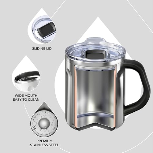 16 oz Insulated Coffee Mug with Lid and Handle