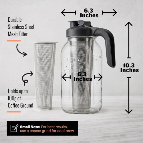 64oz Cold Brew Coffee Maker with Leak Proof Lid