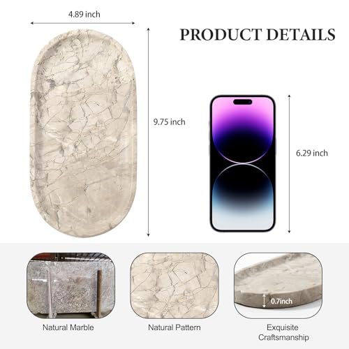 Natural Silver Pearl Marble Decorative Tray