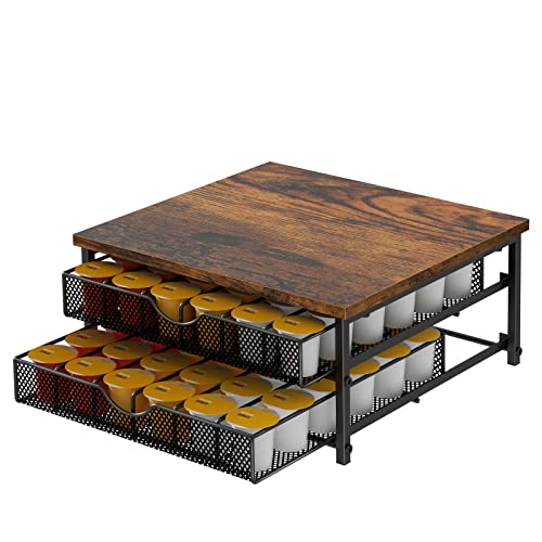 Coffee Pod Drawer Holder Capsule Storage Organizer 2 Tier Coffee Pods Holder With Sliding Baskets for 72 Capacity K Pod