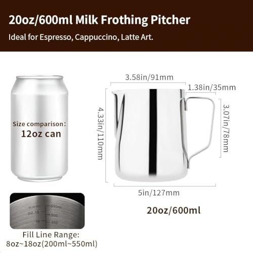 Stainless Steel Milk Frothing Pitcher 20oz