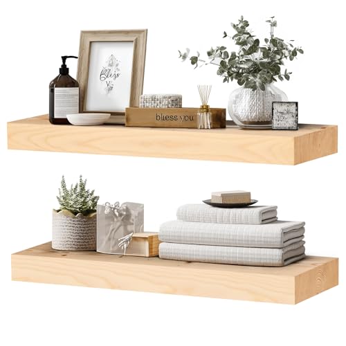 Solid Wood Floating Shelves (2 Count)