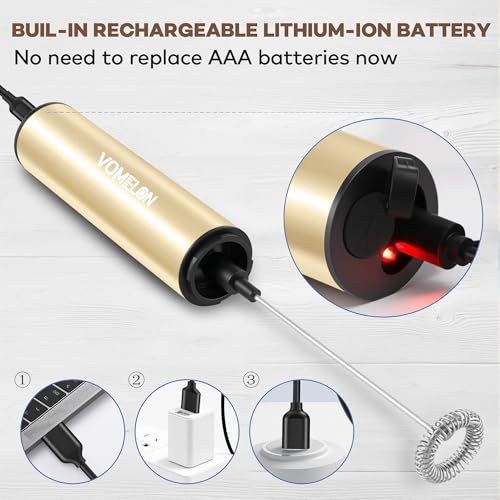 Rechargeable Milk Frother Handheld Electric Frother Wand Milk Foamer Drink Mixer for Coffee