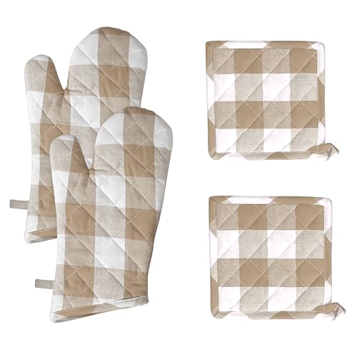 Buffalo Plaid Check Oven Mitts and Pot Holders Set of 4 (4 Count)
