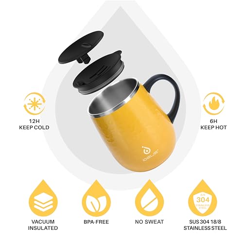 16 oz Insulated Coffee Mug with Lid and Handle