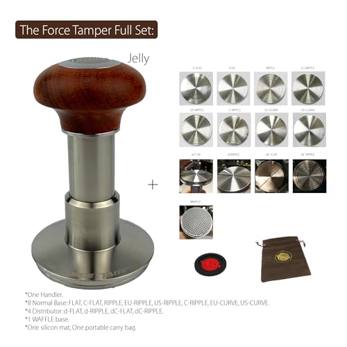 58.50mm Full Set Reddish Brown Wooden Jellyfish Handle Coffee Tamper