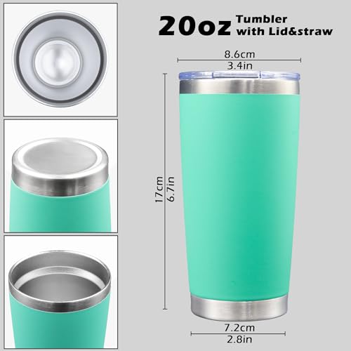 20oz Tumbler with Lid Stainless Steel Tumblers Insulated Mug Light Blue 12P (12 Count)