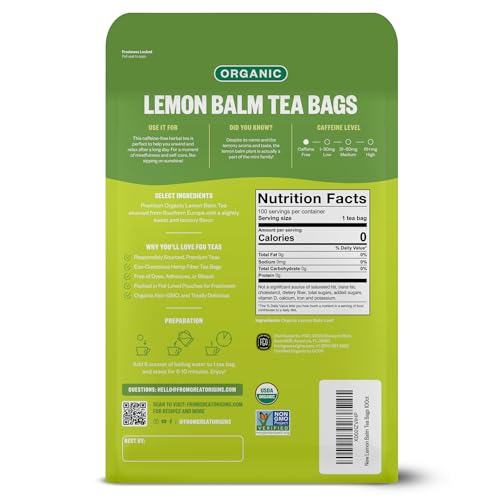 Organic Lemon Balm Tea (100 Count)