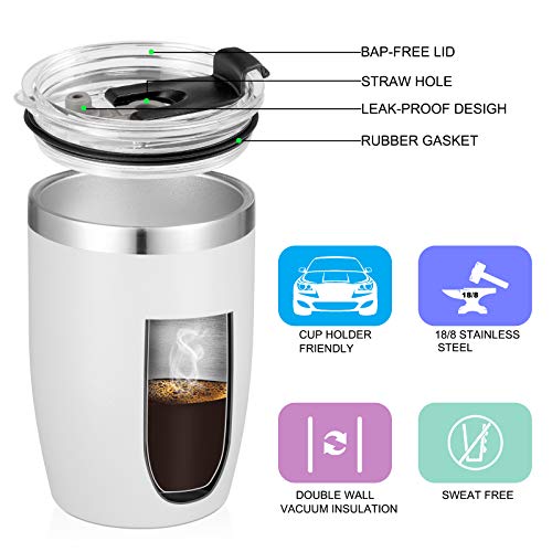 Stainless Steel 12 oz Tumblers bulk Vacuum Insulated Double Wall Travel Tumbler with Lid and Straw Reusable Tumbler (6 Count)