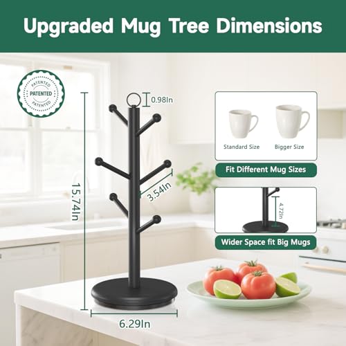 Mug Holder Tree Bamboo 360° Rotating Coffee Cup Display Rack