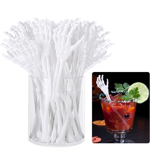 50 Pcs Halloween Skeleton Cocktail Stirrers