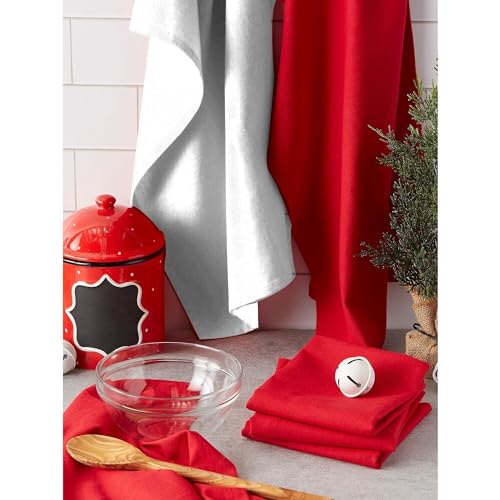 Kitchen Towels Cotton Solid Dish Cloths Kitchen Hand Towel Reusuable Dish Towel for Cleaning Tea Towels Set with Hanging Loop (6 Count)