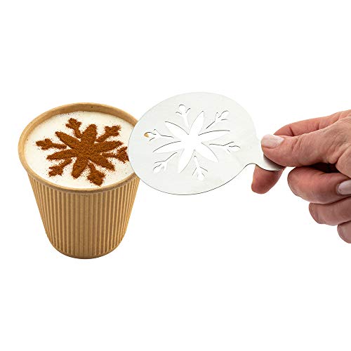 Coffee Art Stencil Pack of 1 Stainless Steel Snowflake Decorating Stencil for Latte Art