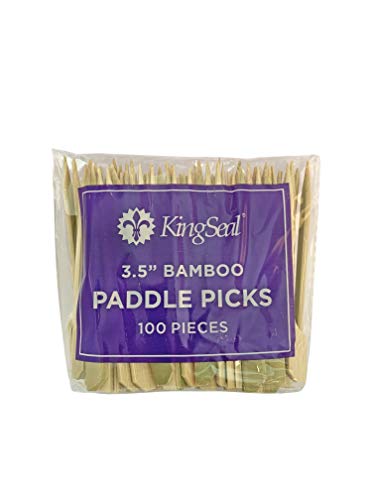 500 Count KingSeal Natural Green Bamboo Wood Paddle Picks