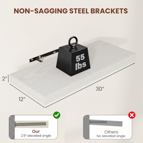 12 Deep Floating Shelves 30x12” Set of 2 (2 Count)