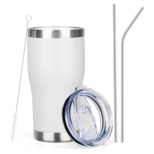 20oz Insulated Tumbler with Lid Straw Travel Coffee Mug Cup