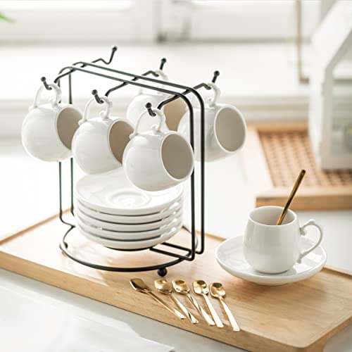 Espresso Cups with Saucers Set (6 Count)