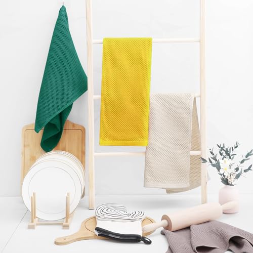 100% Cotton Waffle Weave Kitchen Dish Towels 6 (6 Count)
