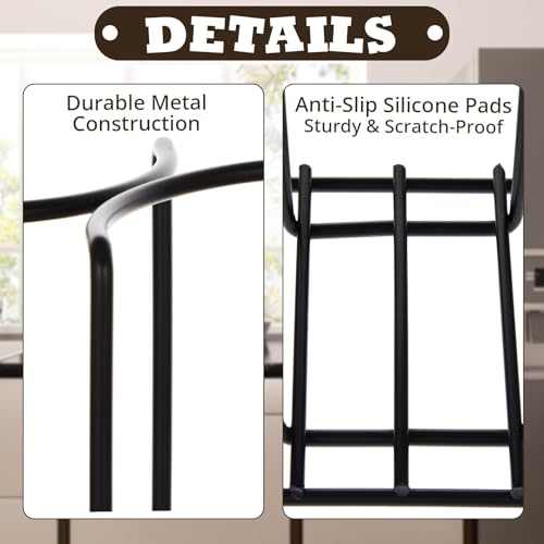 1 Pcs 5 Section Coffee Cup Organizers 23 x 5 x 8.5 Inch Wire Rack Coffee Cup and Lid Holder Black Iron Lid Dispenser Countertops Station Organizer for Kitchen Storage Essentials